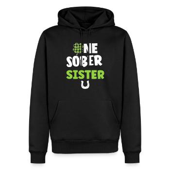 One sober sister funny st patrick's day 2024 beer - Sweat à capuche Premium bio Homme - noir - Devant - Nico (187cm)