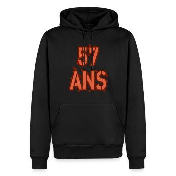 57 ANS - Sweat à capuche Premium bio Homme - noir - Devant - Nico (187cm)