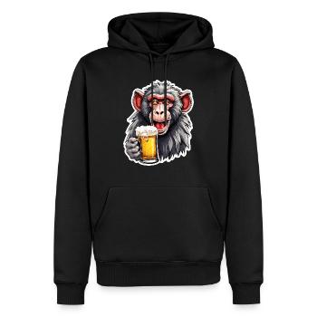Affe / Tier / Zoo / Babian / Wild / Comic - Männer Premium Bio Hoodie - Schwarz - Vorne - Nico (187cm)