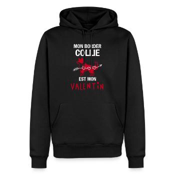 Mon Border collie est mon valentin 2 - Sweat à capuche Premium bio Homme - noir - Devant - Nico (187cm)