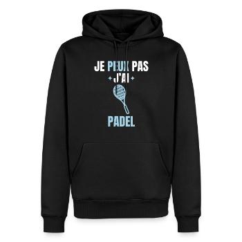 je peux pas j'ai padel - Sweat à capuche Premium bio Homme - noir - Devant - Nico (187cm)