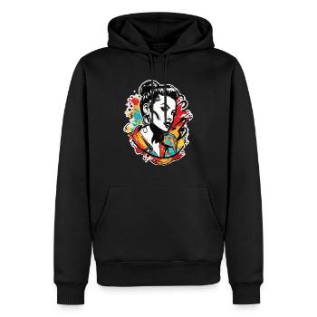 Rockabilly / Pin-up Girl / Frauenpower / 50er - Männer Premium Bio Hoodie - Schwarz - Vorne - Nico (187cm)