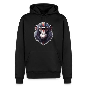 Affe / Tier / Zoo / Babian / Wild / Comic - Männer Premium Bio Hoodie - Schwarz - Vorne - Nico (187cm)
