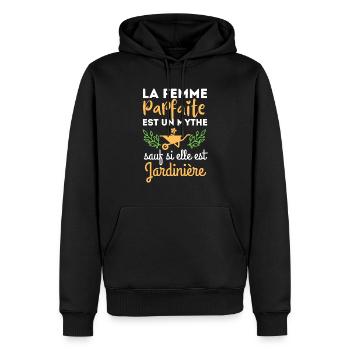Jardinage jardin botanique - Sweat à capuche Premium bio Homme - noir - Devant - Nico (187cm)