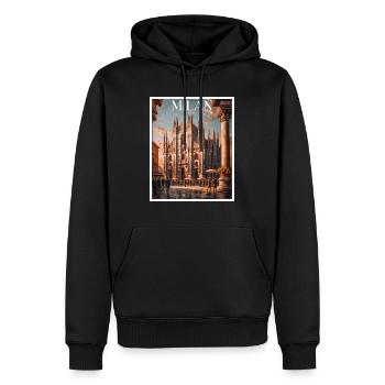 Mailand - Männer Premium Bio Hoodie - Schwarz - Vorne - Nico (187cm)