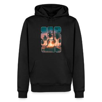 Palmier cocotier île été - Sweat à capuche Premium bio Homme - noir - Devant - Nico (187cm)