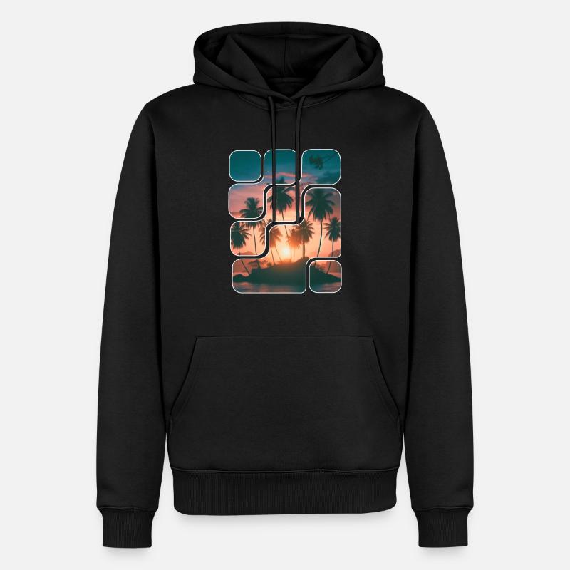 Palmier cocotier île été - Sweat à capuche Premium bio Homme - noir