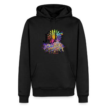 JOie à Paris - Sweat à capuche Premium bio Homme - noir - Devant - Nico (187cm)