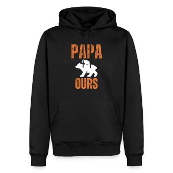 Papa Ours cadeau fête des pères - Sweat à capuche Premium bio Homme - noir - Devant - Nico (187cm)