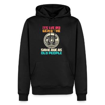 Vintage | Classic | Classic | Old - Men’s Premium Organic Hoodie - black - Front - Nico (187cm)