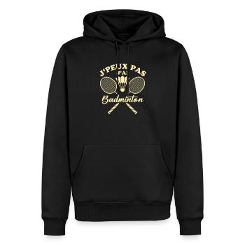 Je peux pas j ai badminton - Sweat à capuche Premium bio Homme - noir - Devant - Nico (187cm)