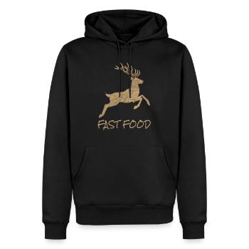 Restauration rapide fuyant le passage des cerfs - Sweat à capuche Premium bio Homme - noir - Devant - Nico (187cm)