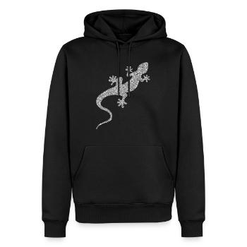 Die weiße Eidechse - Männer Premium Bio Hoodie - Schwarz - Vorne - Nico (187cm)