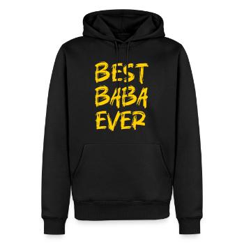 BEST BABA EVER - BESTER PAPA - BEST DAD - VATERTAG - Männer Premium Bio Hoodie - Schwarz - Vorne - Nico (187cm)