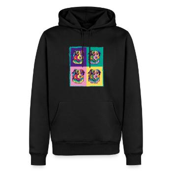 Dog Lover I Pop Art Miniature American Shepherd - Männer Premium Bio Hoodie - Schwarz - Vorne - Nico (187cm)