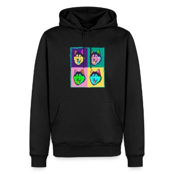 Dog Lover I Pop Art Husky Sibérien - Sweat à capuche Premium bio Homme - noir - Devant - Nico (187cm)