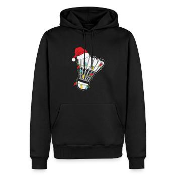 Badminton Federball Christmas Lichterkette - Männer Premium Bio Hoodie - Schwarz - Vorne - Nico (187cm)