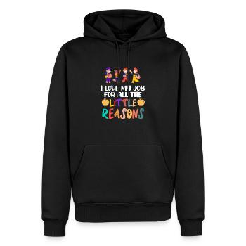 I Love My Job For All The Little Reasons Teacher - Men’s Premium Organic Hoodie - black - Front - Nico (187cm)