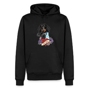 I Love Mom Tattoo I Dachshund Mom - Männer Premium Bio Hoodie - Schwarz - Vorne - Nico (187cm)