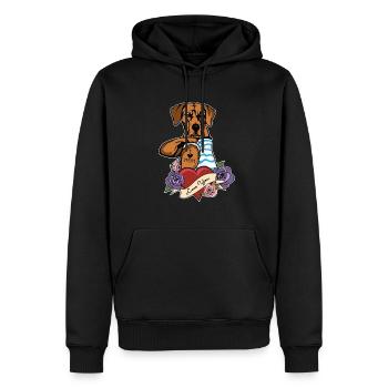 J’aime maman Tatouage I Rhodesian Ridgeback Maman - Sweat à capuche Premium bio Homme - noir - Devant - Nico (187cm)
