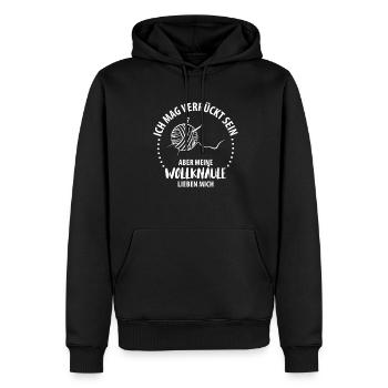 Wolle Stricken Wollknäuel - Männer Premium Bio Hoodie - Schwarz - Vorne - Nico (187cm)