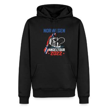 Norwegen Angeltour 2022 Angeln in Norwegen - Männer Premium Bio Hoodie - Schwarz - Vorne - Nico (187cm)