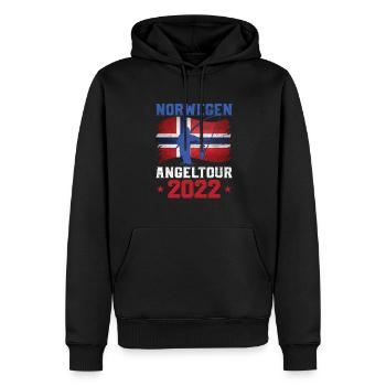 Norwegen Angeltour 2022 Angeltrip nach Norwegen - Männer Premium Bio Hoodie - Schwarz - Vorne - Nico (187cm)