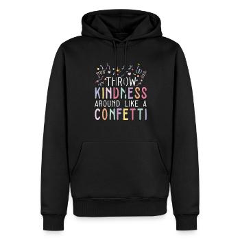 Motivation Je jette de la gentillesse comme des confettis - Sweat à capuche Premium bio Homme - noir - Devant - Nico (187cm)