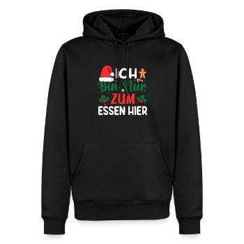 Ich bin nur zum essen hier Weinachten - Männer Premium Bio Hoodie - Schwarz - Vorne - Nico (187cm)