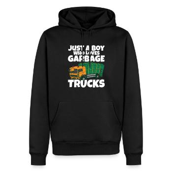 Just A Boy Who Loves Garbage Trucks - Männer Premium Bio Hoodie - Schwarz - Vorne - Nico (187cm)