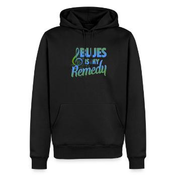 Le blues est mon remède - Sweat à capuche Premium bio Homme - noir - Devant - Nico (187cm)