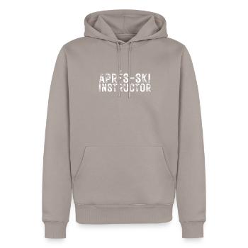 Aprés-Ski Instructor Ischgl Sölden Stubai Apres - Männer Premium Bio Hoodie - Taupe - Vorne - Nico (187cm)