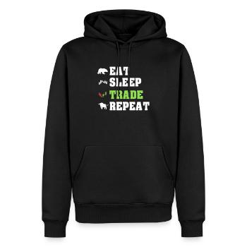 Eat Sleep Trade Repeat Trading Trader Traden - Männer Premium Bio Hoodie - Schwarz - Vorne - Nico (187cm)