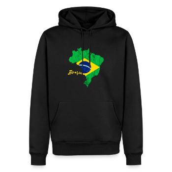 Brasil Karte Brasilianische Flagge Brasilien Reise - Männer Premium Bio Hoodie - Schwarz - Vorne - Nico (187cm)
