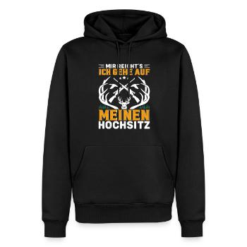 Mir reichts ich gehe auf meinen Hochsitz Jäger - Männer Premium Bio Hoodie - Schwarz - Vorne - Nico (187cm)