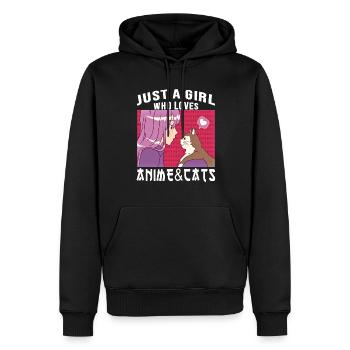 Juste une fille qui aime Anime et Cats Anime Merch - Sweat à capuche Premium bio Homme - noir - Devant - Nico (187cm)