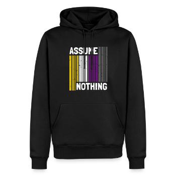 Nonbinary I LGBT Pride I Flag Barcode I Assume - Männer Premium Bio Hoodie - Schwarz - Vorne - Nico (187cm)