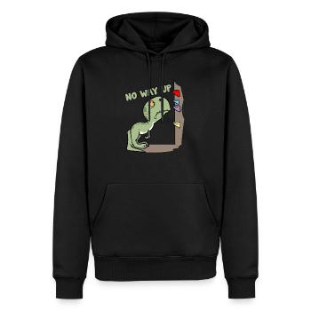 No Way Up T-Rex Dinosaur Bouldering Climbing - Men’s Premium Organic Hoodie - black - Front - Nico (187cm)