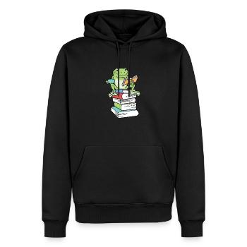 Kawaii Bücher Frosch Tee Kaffee - Männer Premium Bio Hoodie - Schwarz - Vorne - Nico (187cm)