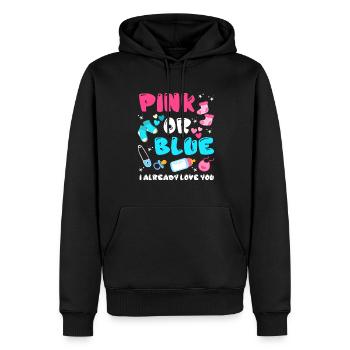 Pink Or Blue I Already Love You Gender Reveal - Men’s Premium Organic Hoodie - black - Front - Nico (187cm)