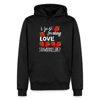 Süße Erdbeere I Just Freaking Love Strawberries Ob - Männer Premium Bio Hoodie - Schwarz - Vorne - Nico (187cm)