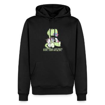 T-Rex Isst Das Letzte Einhorn Wie Das Letzte? - Männer Premium Bio Hoodie - Schwarz - Vorne - Nico (187cm)