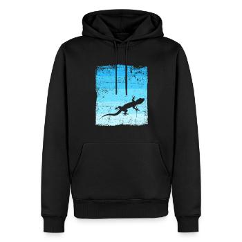 GECKO - Männer Premium Bio Hoodie - Schwarz - Vorne - Nico (187cm)