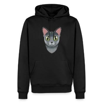 Cat Lover I Cat Face I Russian Blue Cat - Männer Premium Bio Hoodie - Schwarz - Vorne - Nico (187cm)