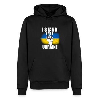 Ukraine Solidarität zeigen - Männer Premium Bio Hoodie - Schwarz - Vorne - Nico (187cm)