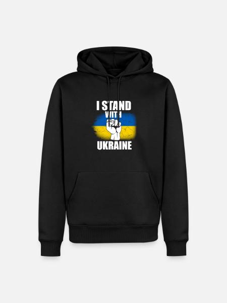 Showing solidarity with Ukraine - Men’s Premium Organic Hoodie - black