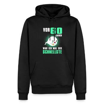 Vor 60 Jahren War Ich Mal Der Schnellste - Männer Premium Bio Hoodie - Schwarz - Vorne - Nico (187cm)