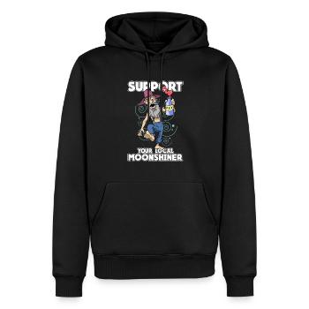 Hinterwäldler Support Your Local Moonshiner - Männer Premium Bio Hoodie - Schwarz - Vorne - Nico (187cm)