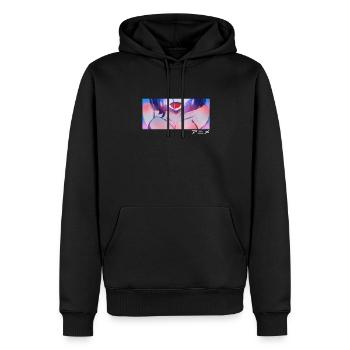 Anime Girl Augen "Anime" in japanischer Schrift - Männer Premium Bio Hoodie - Schwarz - Vorne - Nico (187cm)