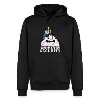 Unicorn Security I Unicorn Bouncer I Unicorn - Männer Premium Bio Hoodie - Schwarz - Vorne - Nico (187cm)